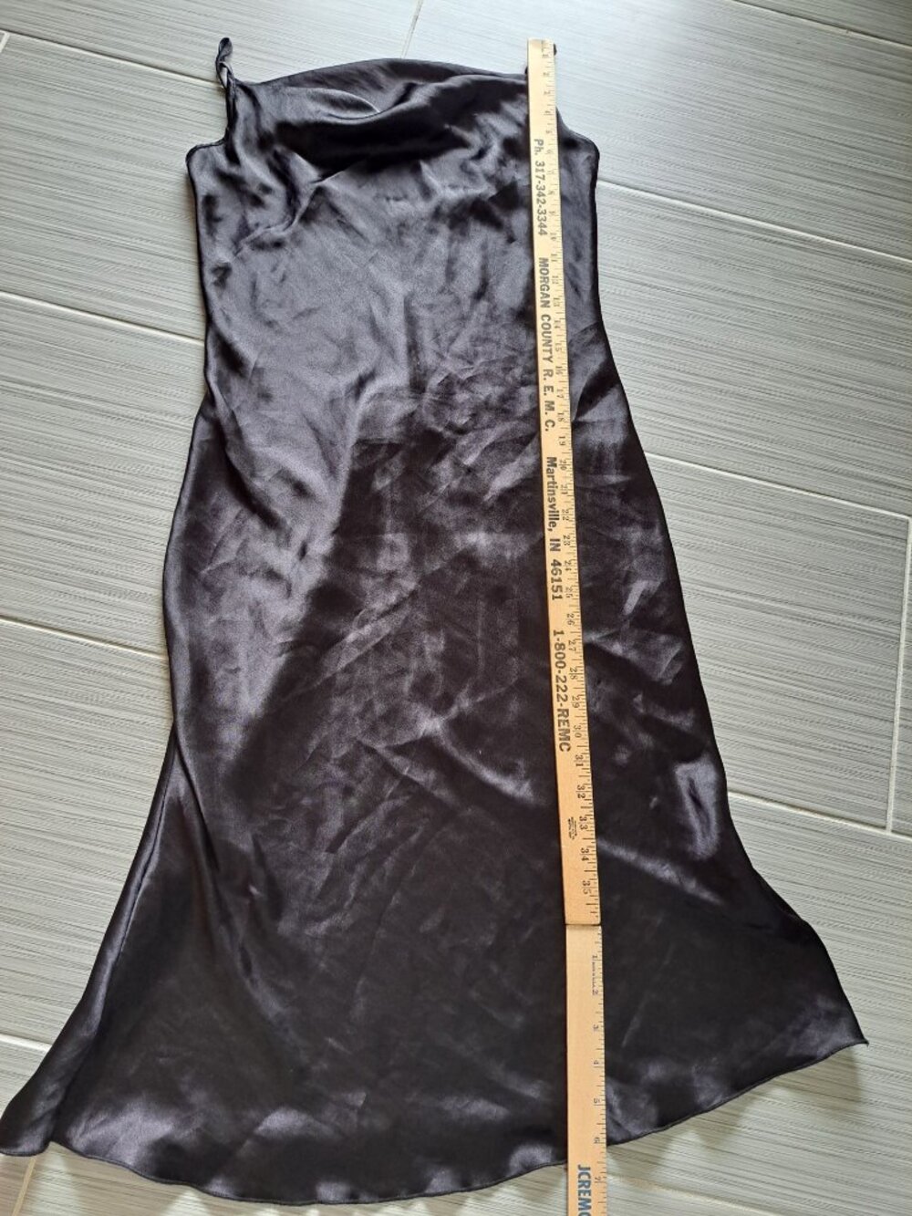 Y2K Bebe Black Satin Cowl Neck Midi Slip Dress Adjustable Straps USA M Sexy - Picture 10 of 12